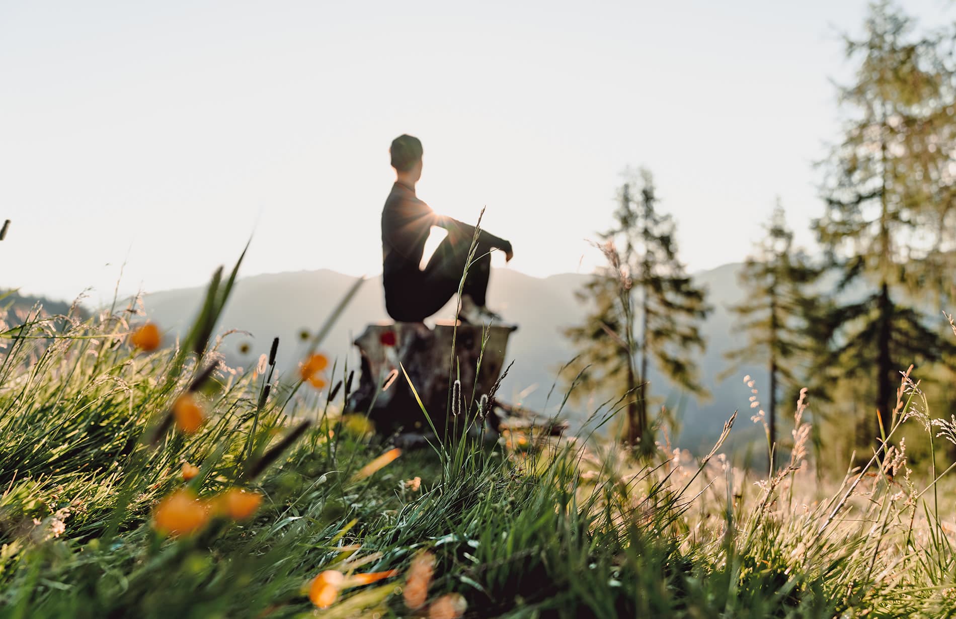 Blick auf die Berge beim Wandern in Kleinarl
