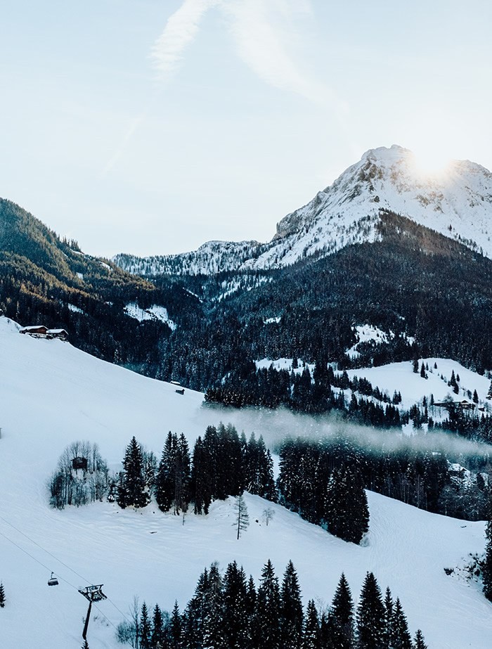Morgensonne auf das winterliche Kleinarl